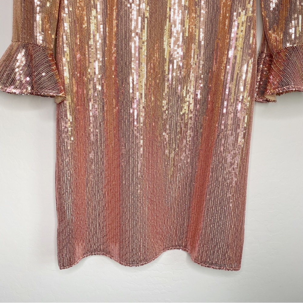 Rachel Parcell Sequin Long Sleeve Pink Ombré Dress Size XS - Picture 4 of 14